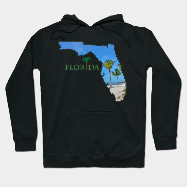 Florida State Outline (Key West Beach) Hoodie by gorff